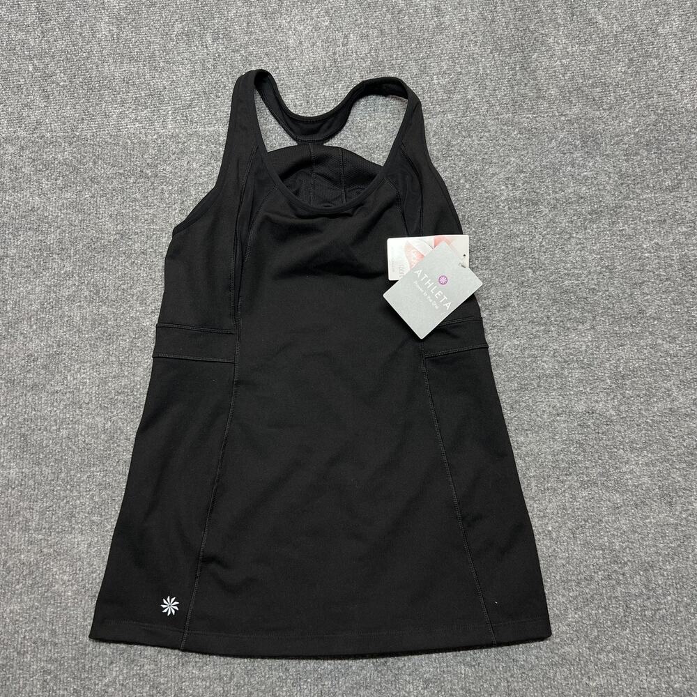 Athleta Stunner Tank Top Womens Medium Black Built In Bra Racerback Athletic